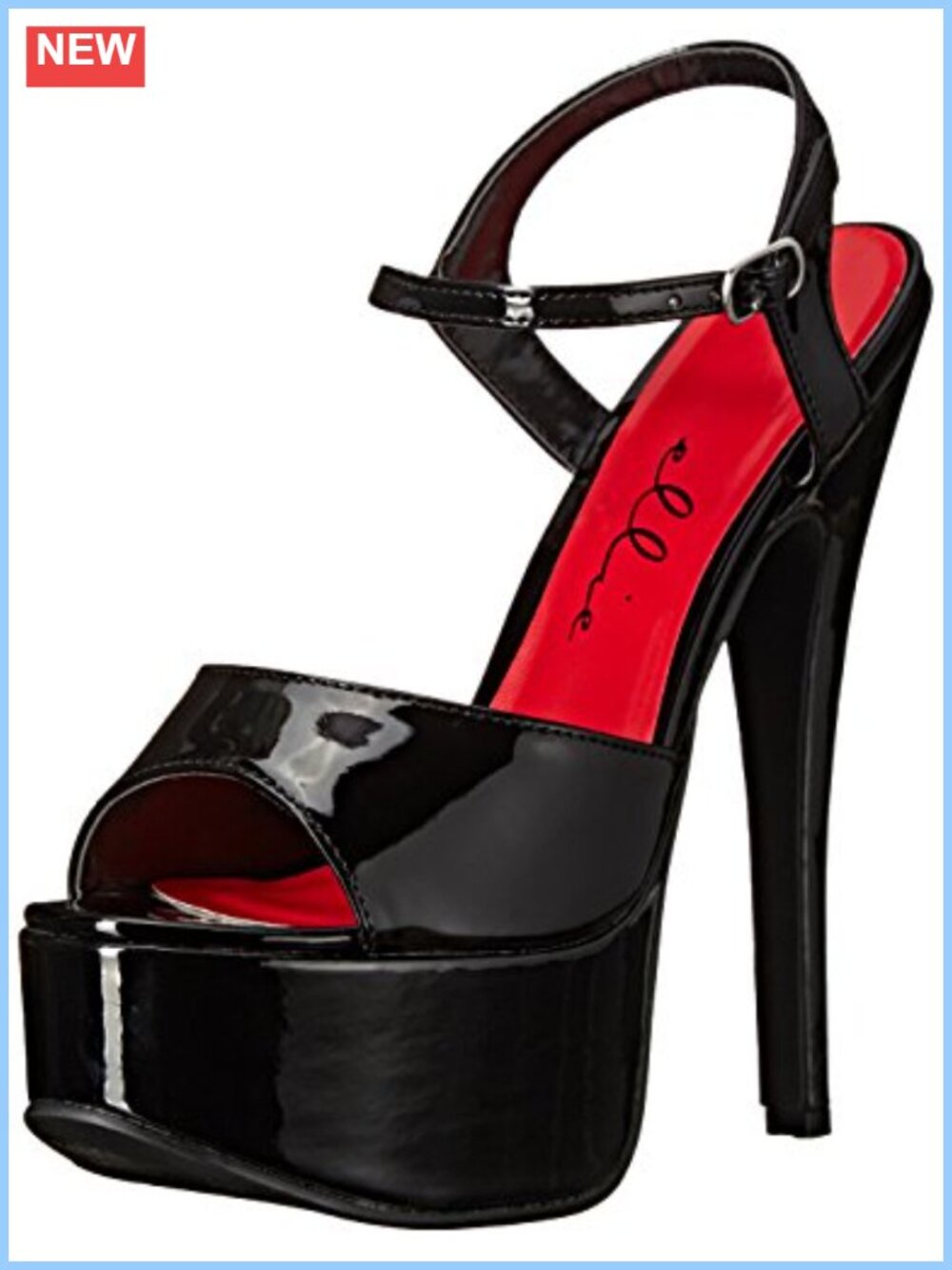 Faux Patent Leather Platform Sandals Ankle Strap Stiletto Heel Dressy